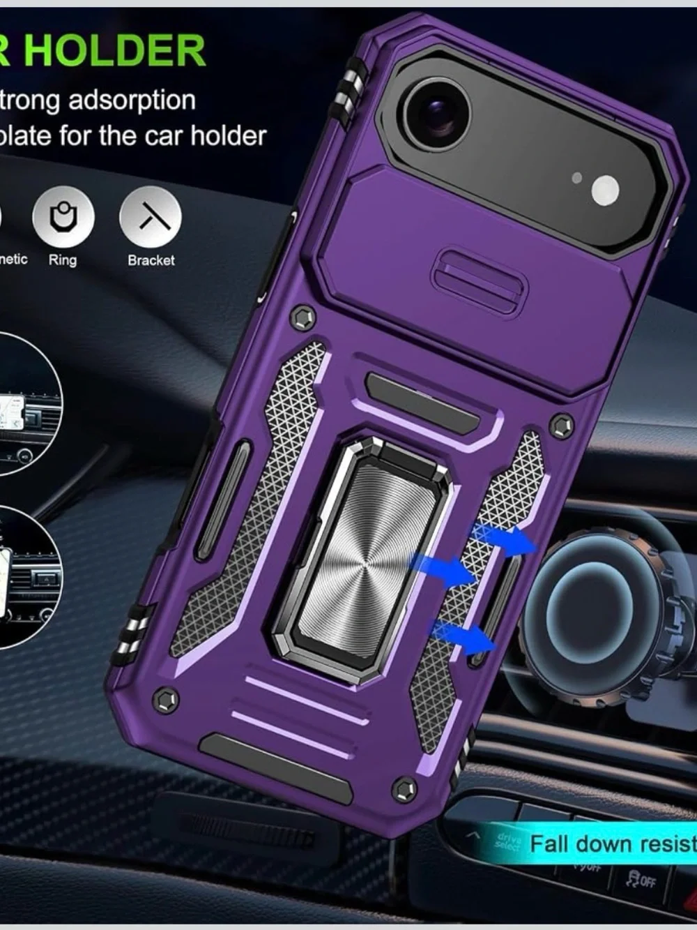 Brand-New iPhone 17 Air Rugged Case with Screen Protector – Purple